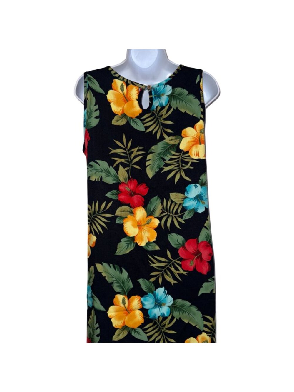 La Cabana Sleeveless Hawaiian Beach Dress Womens S Black Floral A-Line Maxi - Picture 6 of 8